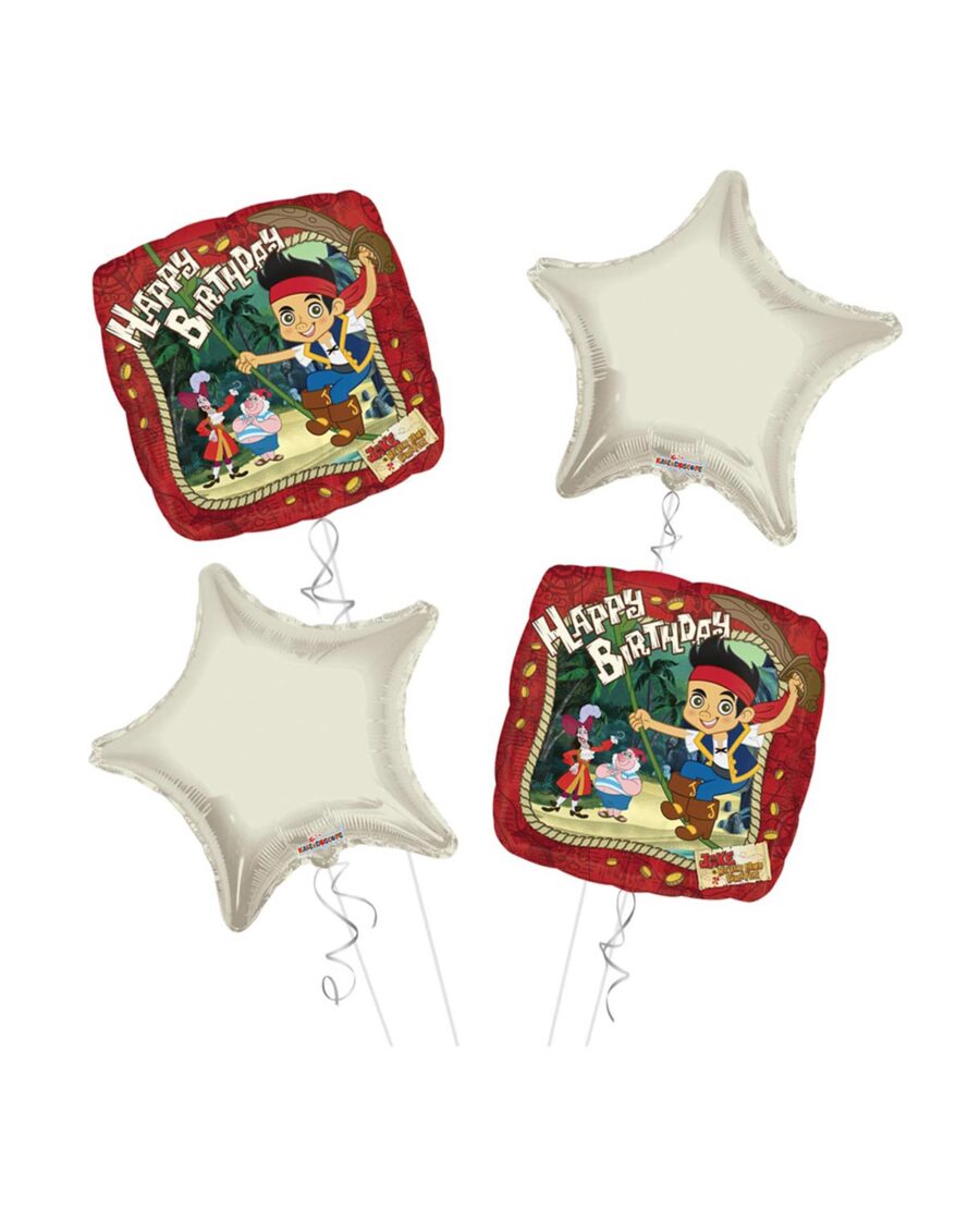 Pirates Happy Birthday Balloon Bouquet 4pc - Image 1