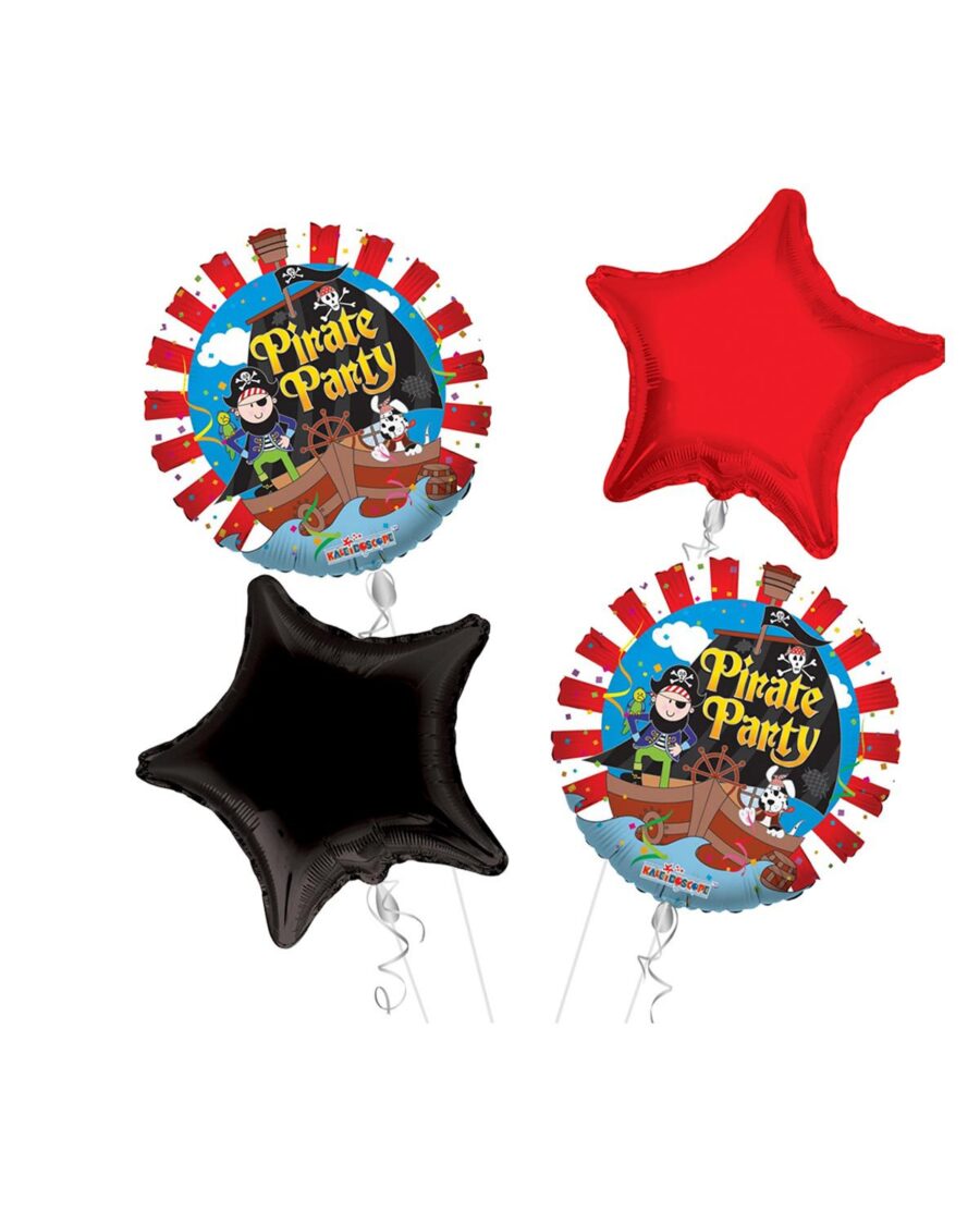 Pirates Happy Birthday Balloon Bouquet 4pc - Image 1