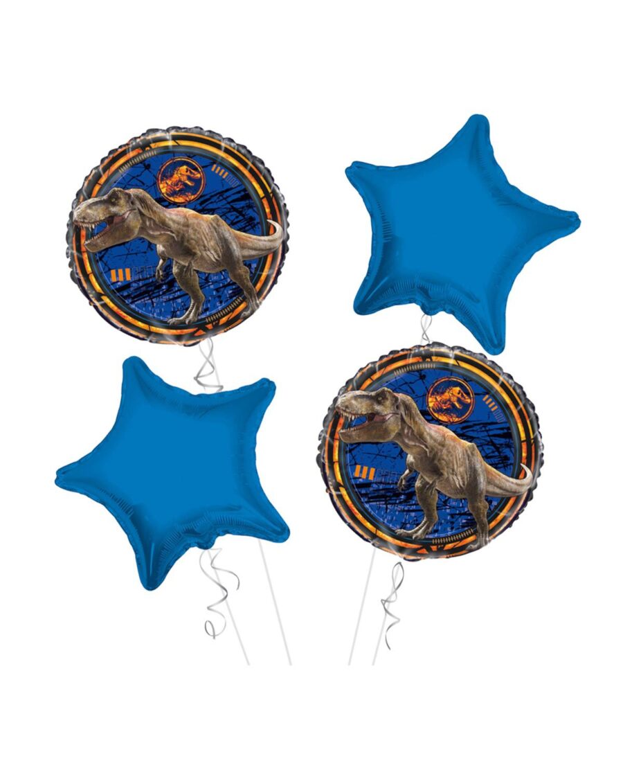 Jurassic World Happy Birthday Balloon Bouquet 4pc - Image 1