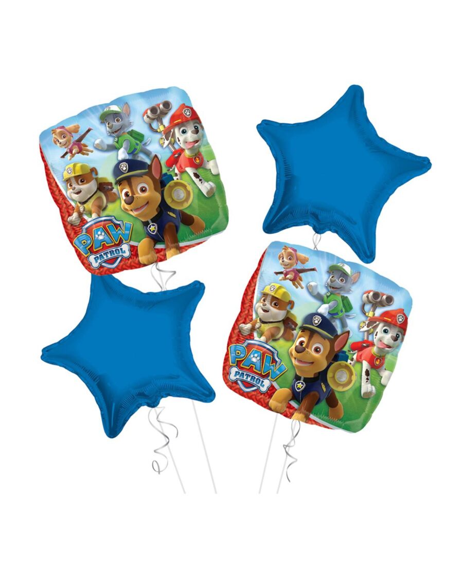 Paw Patrols Happy Birthday Balloon Bouquet 4pc - Image 1