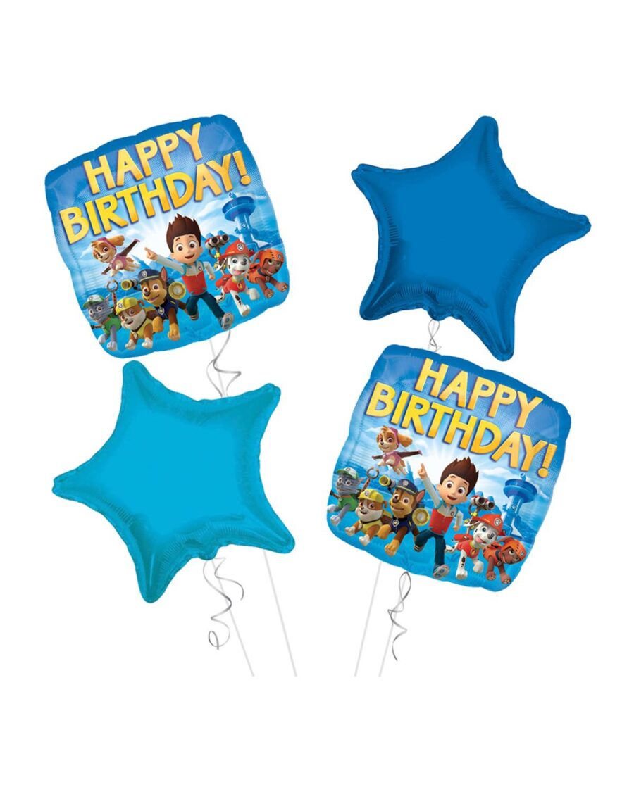 Paw Patrols Happy Birthday Balloon Bouquet 4pc - Image 1