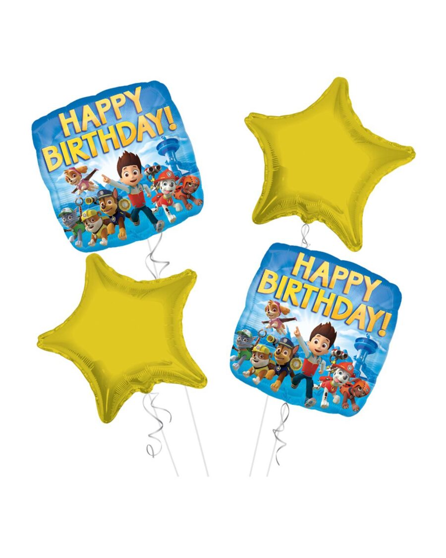 Paw Patrols Happy Birthday Balloon Bouquet 4pc - Image 1