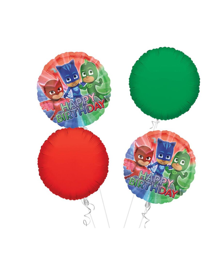 PJ Masks Happy Birthday Balloon Bouquet 4pc - Image 1
