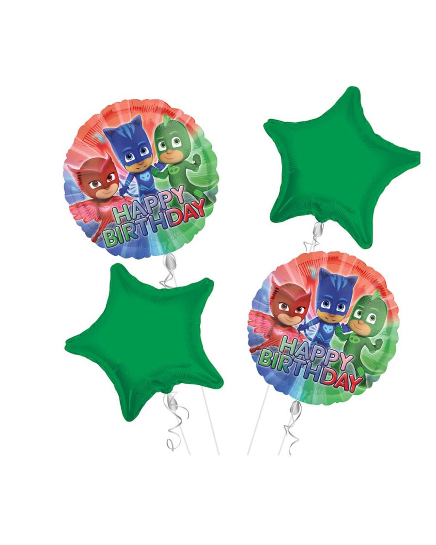 PJ Masks Happy Birthday Balloon Bouquet 4pc - Image 1
