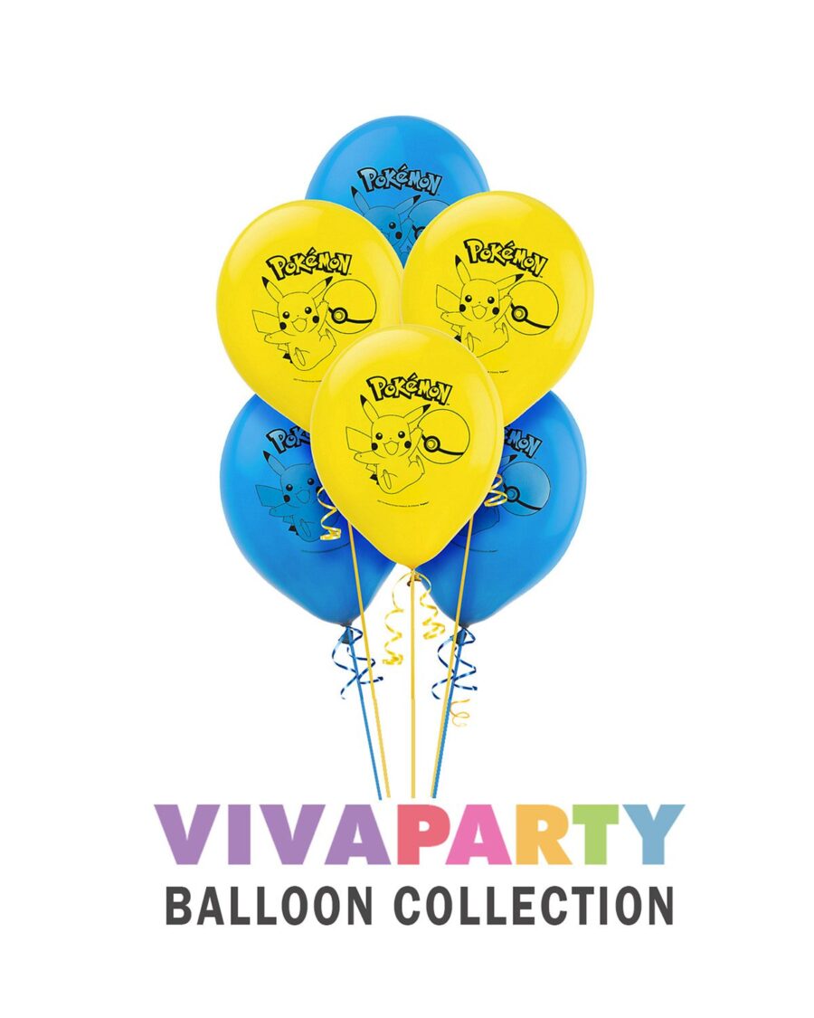 Pikachu Latex Balloons 12 Inch Pack of 6 - Image 1