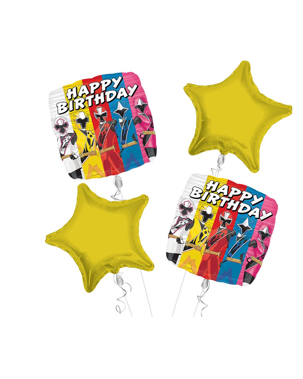 B029-D4-S3.Jpg Power Rangers Happy Birthday Balloon Bouquet 4Pc – Viva Party