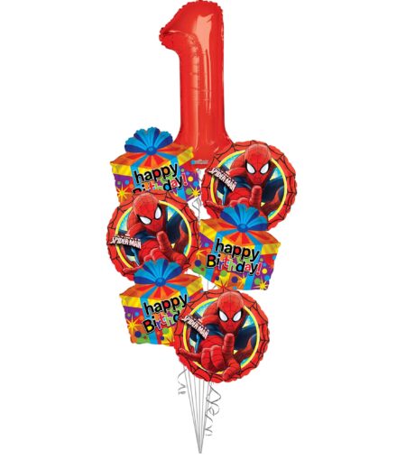 Spider-Man Happy Birthday Balloon Bouquet (7 Balloons), Spider-Man Theme – Viva Party