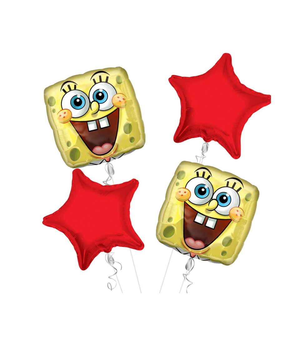 Spongebob Happy Birthday Balloon Bouquet 4pc - Image 1