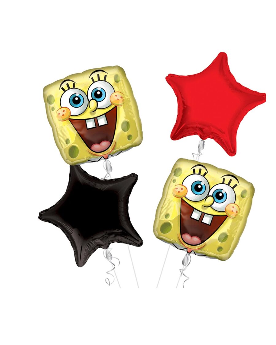Spongebob Happy Birthday Balloon Bouquet 4pc - Image 1
