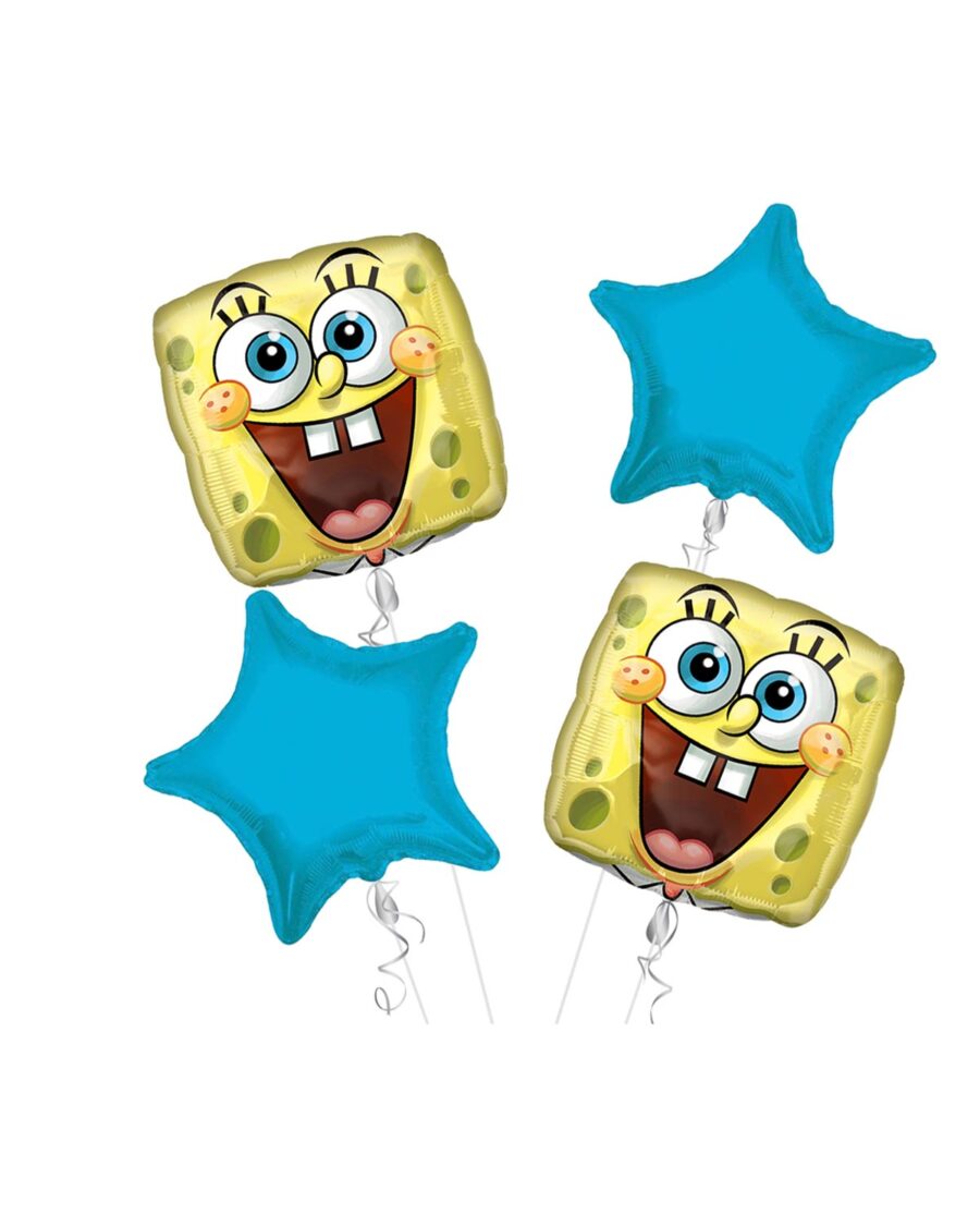 Spongebob Happy Birthday Balloon Bouquet 4pc - Image 1