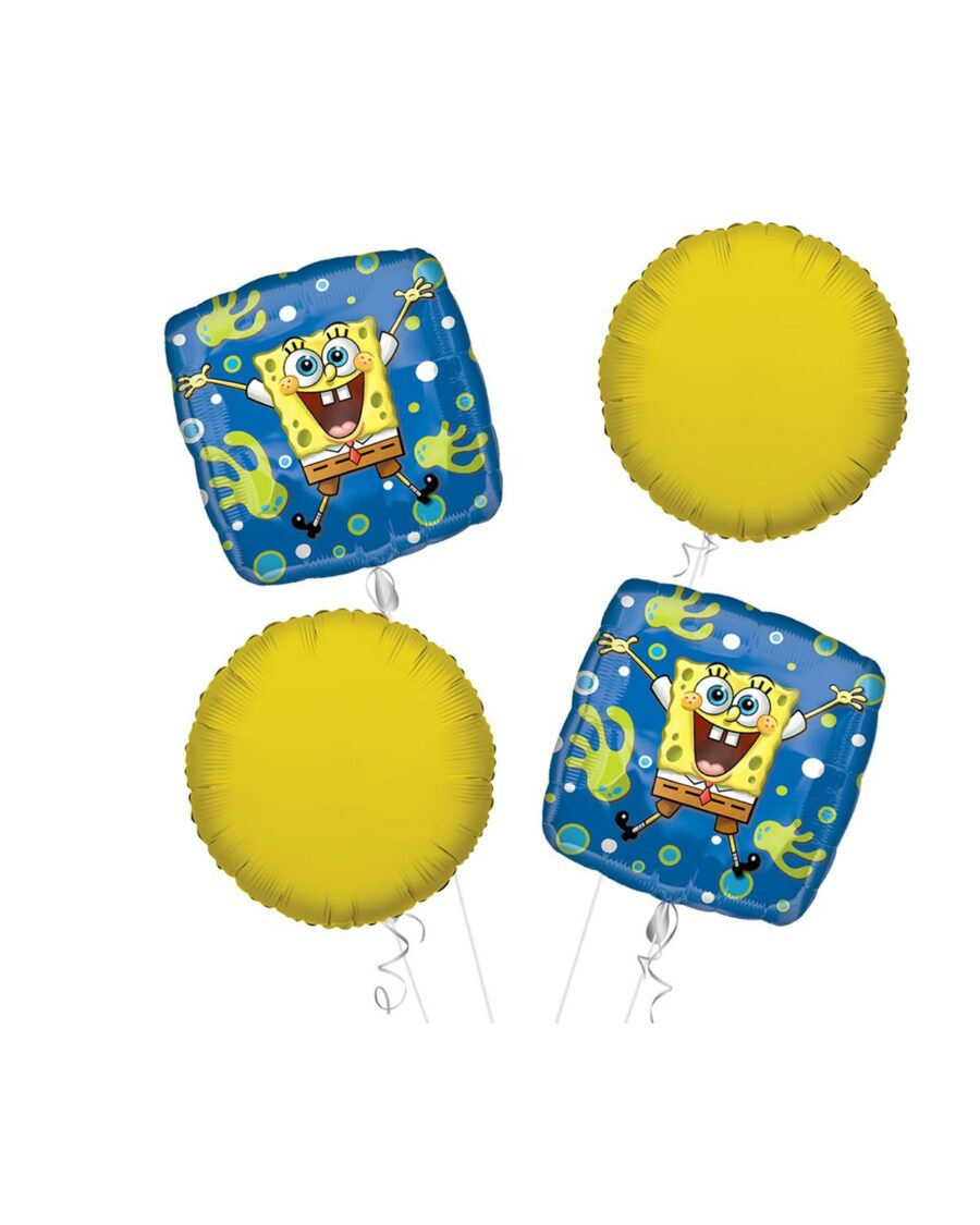 Spongebob Happy Birthday Balloon Bouquet 4pc - Image 1