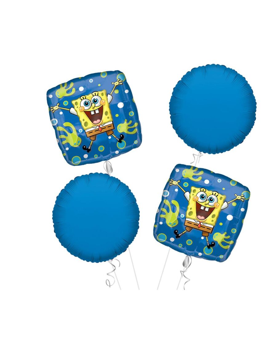 Spongebob Happy Birthday Balloon Bouquet 4pc - Image 1