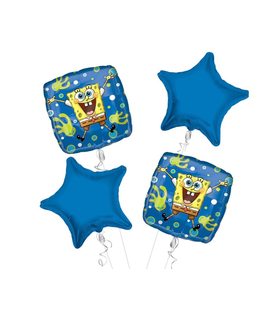 Spongebob Happy Birthday Balloon Bouquet 4pc - Image 1