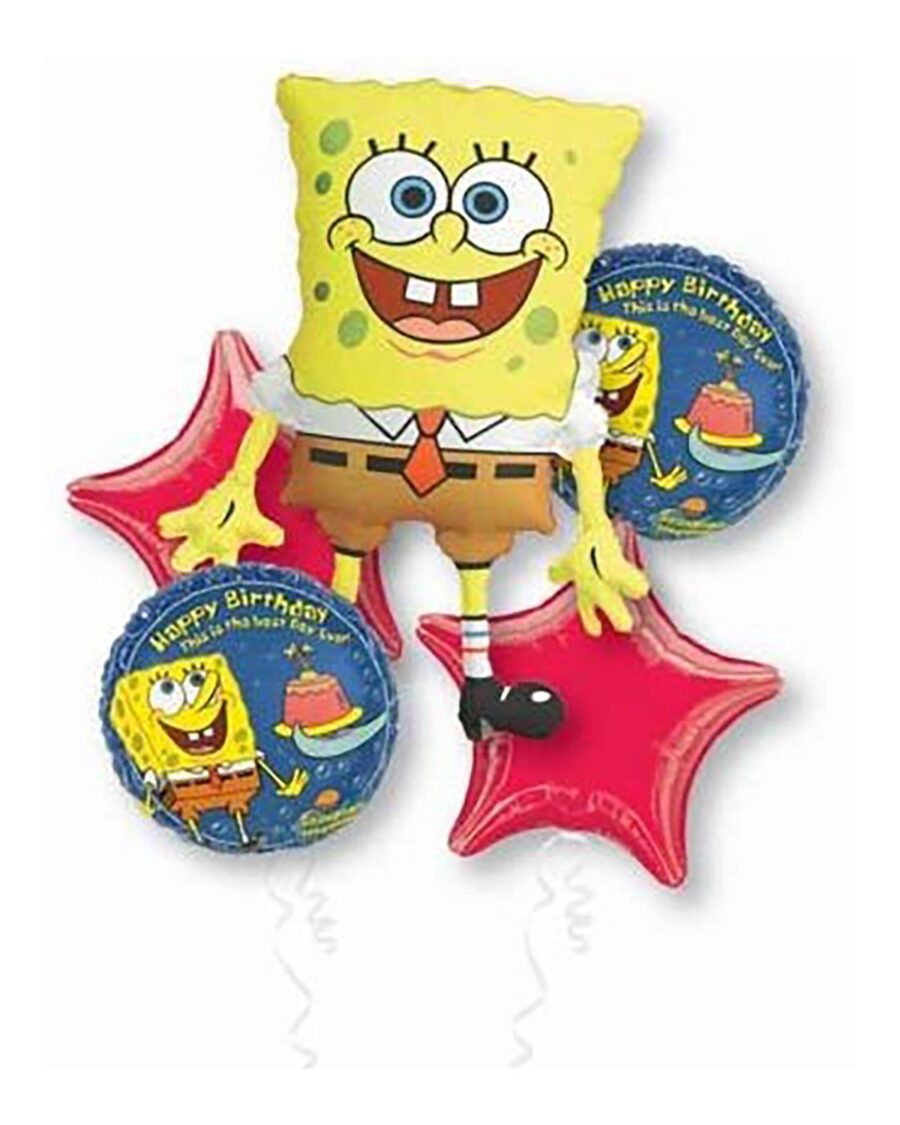 SpongeBob Foil Bouquet of Balloons 5pcss - Image 1