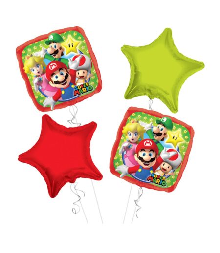 Super Mario Bros Happy Birthday Balloon Bouquet 4pc – Viva Party