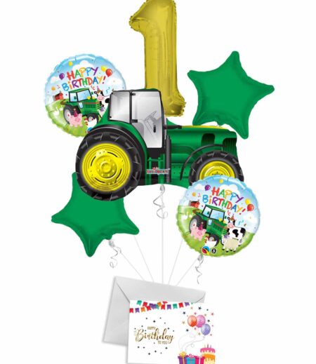 Tractor Theme, Farm Theme, Birthday Barnyard, Happy Birthday Balloon Bouquet (6 Balloons) – Viva Party