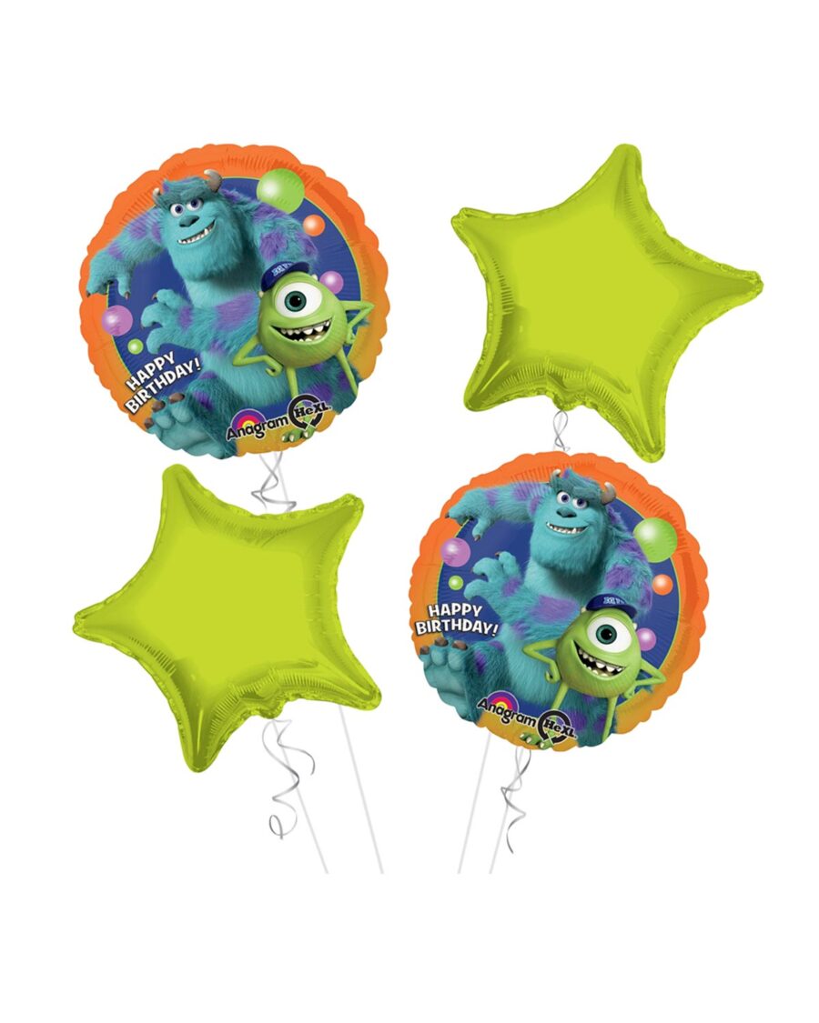 Monsters University Happy Birthday Balloon Bouquet 4pc - Image 1