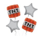 Minecraft TNT Happy Birthday Balloon Bouquet 4pc – Viva Party