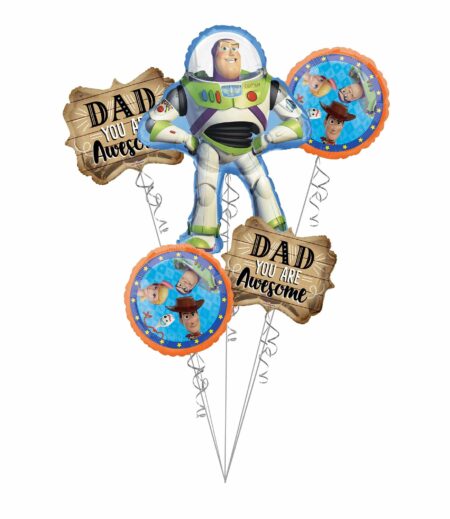 Dad you are Awesome, Buzz Lightyear Father Balloon Bouquet 5 Pack – Viva Party