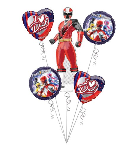 I Love Dad, Power Rangers Father Balloon Bouquet 5 Pack – Viva Party