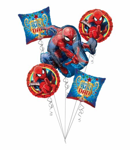 World's Best Dad, Spiderman Father Balloon Bouquet 5 Pack – Viva Party