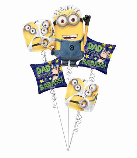 Dad you're a Badaas, Minions Father Balloon Bouquet 5 Pack – Viva Party