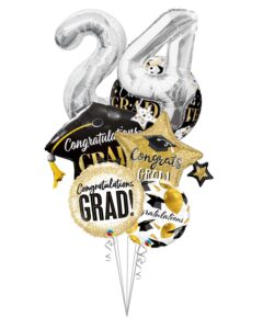 Congratulations Graduate!, Congrats GRAD!, Congratulations GRAD! Balloon Bouquet with Silver Numbers – Viva Party
