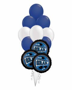 Grad School Colors Navy and White Balloon Bouquet 15 Pack – Viva Party