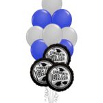 Grad School Colors Dark Blue and Silver Balloon Bouquet 15 Pack – Viva Party