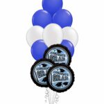 Grad School Colors Dark Blue and White Balloon Bouquet 15 Pack – Viva Party