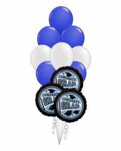 Grad School Colors Dark Blue and White Balloon Bouquet 15 Pack – Viva Party