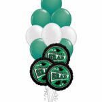 Grad School Colors Green and White Balloon Bouquet 15 Pack – Viva Party