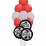 Grad School Colors Red and Silver Balloon Bouquet 15 Pack – Viva Party
