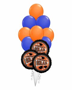Grad School Colors Orange and Dark Blue Balloon Bouquet 15 Pack – Viva Party