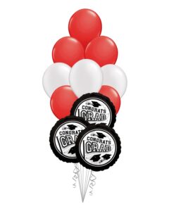 Grad School Colors Red and White Balloon Bouquet 15 Pack – Viva Party