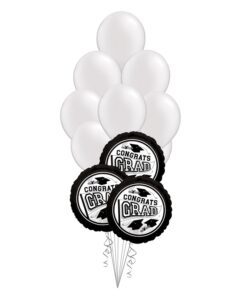 Grad School Colors White Balloon Bouquet 15 Pack – Viva Party