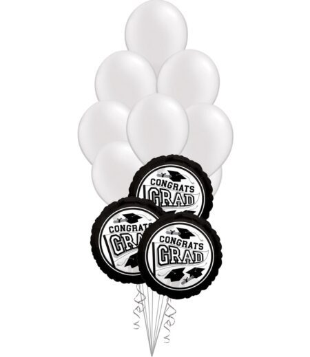 Grad School Colors White Balloon Bouquet 15 Pack – Viva Party