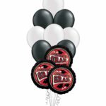 Grad School Colors Black and White Balloon Bouquet 15 Pack – Viva Party
