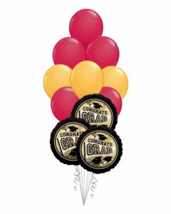 Grad School Colors Red and Goldenrod Balloon Bouquet 15 Pack – Viva Party