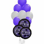 Grad School Colors Purple and Silver Balloon Bouquet 15 Pack – Viva Party