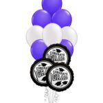 Grad School Colors Purple and White Balloon Bouquet 15 Pack – Viva Party