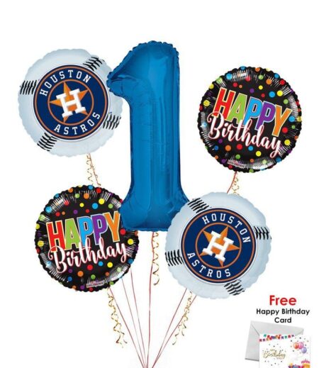 Houston Astros Happy Birthday Balloon Bouquet (5 Balloons) – Viva Party