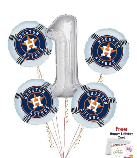 Houston Astros Happy Birthday Balloon Bouquet (5 Balloons) – Viva Party