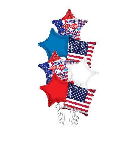 Happy 4th of July USA Flag Balloon Bouquet 7 Balloons – Viva Party