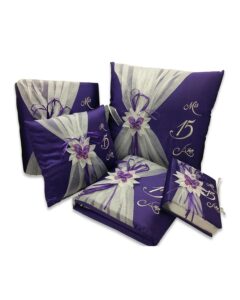 5 pc Purple and Silver Quinceanera Pillow Set - Elegant Mis 15 Anos Celebration Essentials – Viva Party