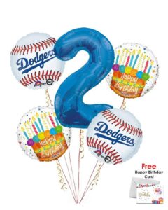 Los Angelese Dodgers Happy Birthday Balloon Bouquet (5 Balloons)