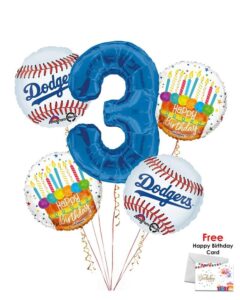 Los Angelese Dodgers Happy Birthday Balloon Bouquet (5 Balloons)