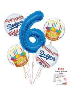Los Angelese Dodgers Happy Birthday Balloon Bouquet (5 Balloons)