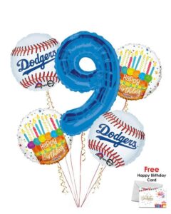 Los Angelese Dodgers Happy Birthday Balloon Bouquet (5 Balloons)