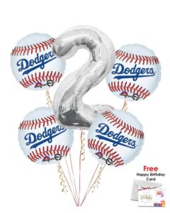 Los Angelese Dodgers Happy Birthday Balloon Bouquet (5 Balloons)